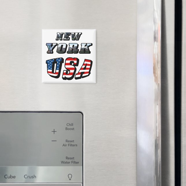 New York Picture and USA Flag Text Magnet (In Situ (Kühlschrank))