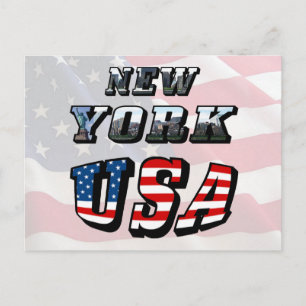 New York Picture and USA Flag Text Postkarte