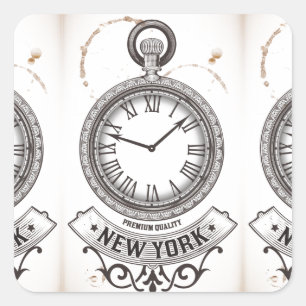 New York Pocket Watch Quadratischer Aufkleber