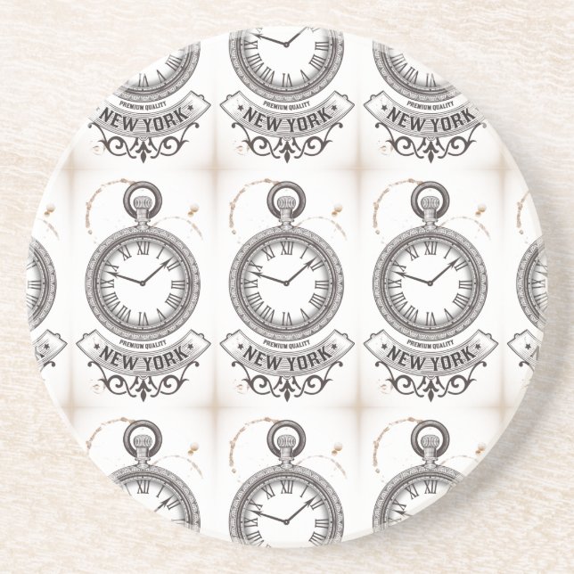 New York Pocket Watch Sandstein Untersetzer (Vorne)