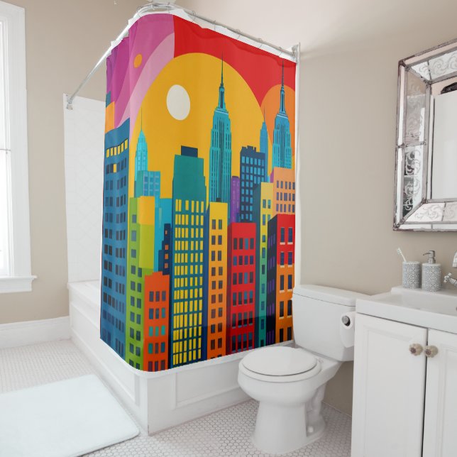 New York Pop Art Duschvorhang (Beispiel)