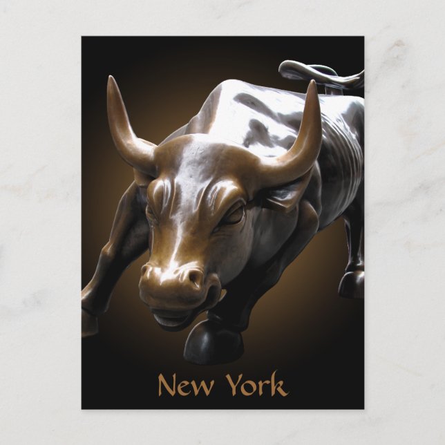 New York Postcard Bull Statue NYC Souvenir Card Postkarte (Vorderseite)