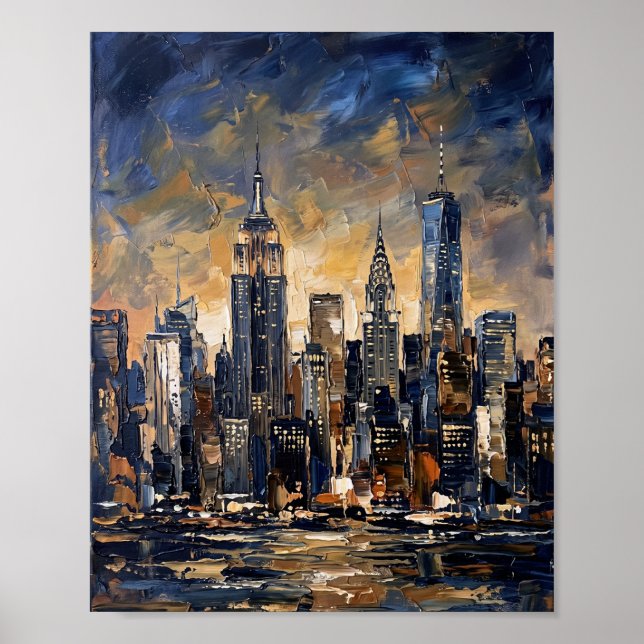 New York Poster Luxus-Abstraktes Ölgemälde (Vorne)