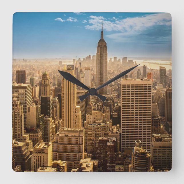 New York Quadratische Wanduhr (Vorderseite)