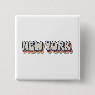 New York Retro 80er Chrom Stadt  Button