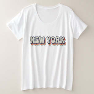 New York Retro 80er Chrom Stadt Große Größe T-Shirt