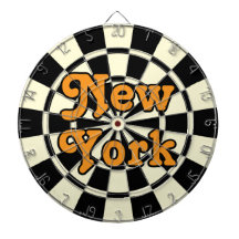 NEW YORK Retro Moderner orangefarbener Text Schwar