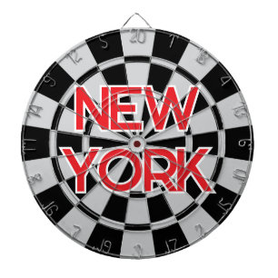 NEW YORK Retro Moderner roter Text, schwarz, leich Dartscheibe