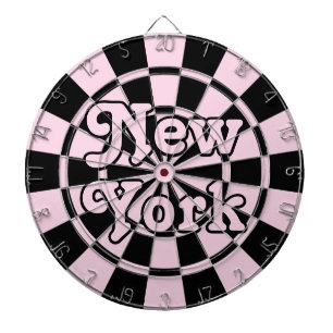 NEW YORK Retro Modernes, helles Rosa und Schwarz Dartscheibe