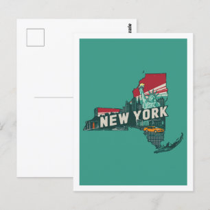 New York Retro-Reise-Design ikonischer US-Bundesst Postkarte