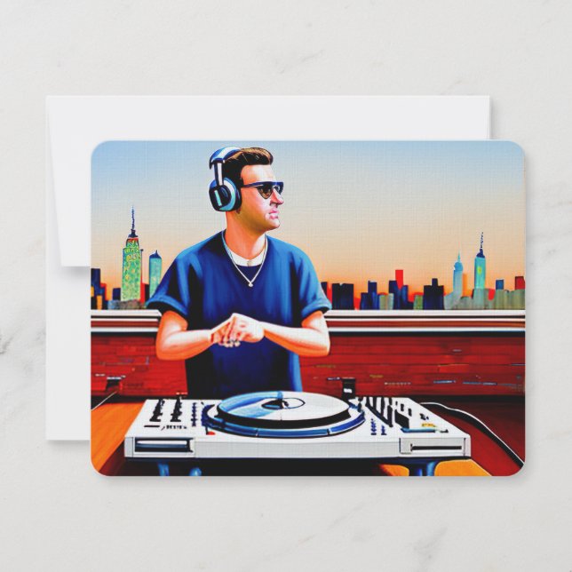 New York Roof Top Dj Dankeskarte (Vorderseite)