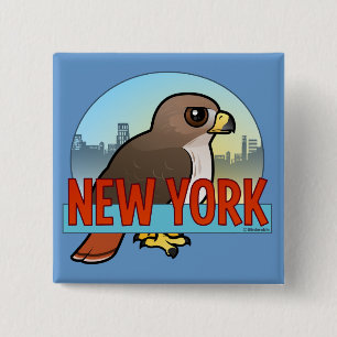 New York Rot-band Falken an Button