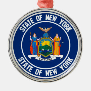 New York Round Emblem Ornament Aus Metall
