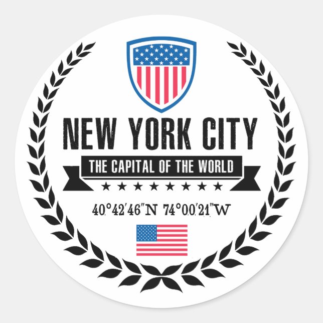 New York Runder Aufkleber (Vorderseite)