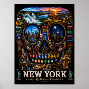 New York Schädel-Kunstprint State of Mind Poster
