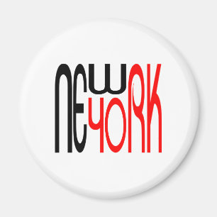 New-York-Schwarz-Rot-Typografie Magnet
