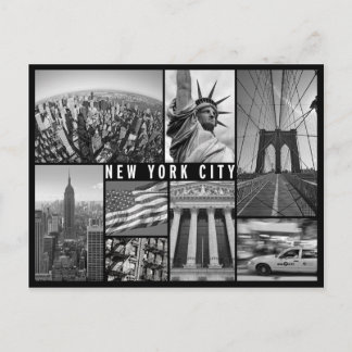 New York Schwarz-Weiß Postkarte