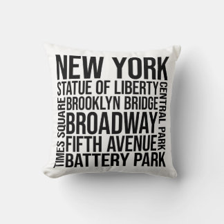 New York Sehenswürdigkeiten Typografie - USA Word Kissen