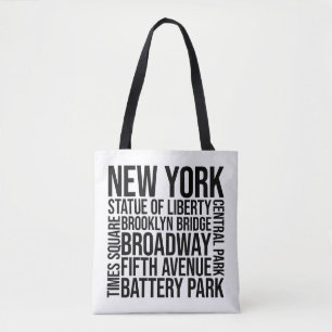 New York Sehenswürdigkeiten Typografie - USA Word Tasche