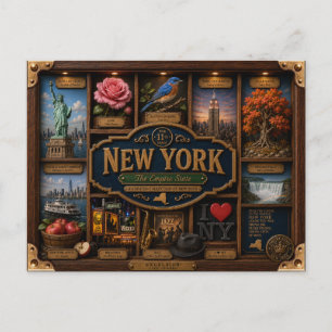 New York Shadow Box 3D Figurine Zustand Postkarte