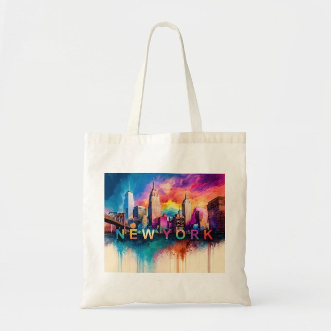 New York Skyline Abstrakt Art Tragetasche (Vorne)