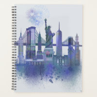 New York Skyline - Aquarelle bleue