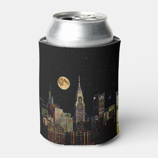 New York Skyline bei Nacht mit Vollmond Dosenkühler (Kanne Vorderseite)