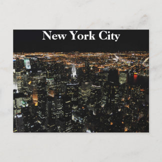 New York Skyline bei Nacht Postkarte