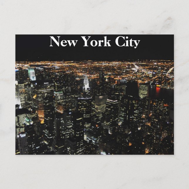 New York Skyline bei Nacht Postkarte (Vorderseite)