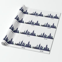 New York Skyline Blue Big Apple Modern City Geschenkpapier