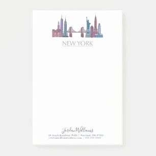 New York Skyline Colored Gebäude Post-it Klebezettel