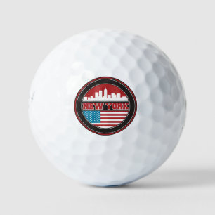 New York Skyline Flagge der Vereinigten Staaten Golfball
