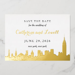 New York Skyline Gold Foil Save the Date Folieneinladung