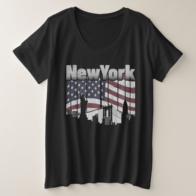 New York Skyline Große Größe T-Shirt (Design vorne)