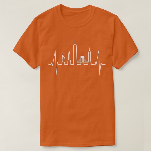 New York Skyline Heartbeat Statue of Liberty I Lov T-Shirt (Design vorne)
