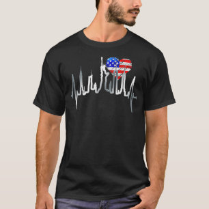 New York Skyline Heartbeat Statue of Liberty US Fl T-Shirt