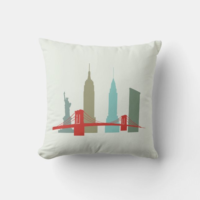 New York Skyline, Historic Sehenswürdigkeit Archit Kissen (Vorderseite)