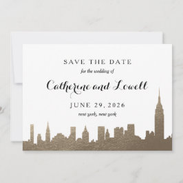 New York Skyline Imitats Gold Save the Date