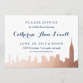 New York Skyline Imitats Rose Gold Brautparty Einladung