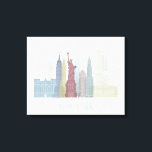 New York Skyline Leinwanddruck<br><div class="desc">New York Skyline von Fab Funky. Hier finden Sie eine Sammlung von bekannten New Yorker Sehenswürdigkeiten in gedämpften Farbtönen.</div>