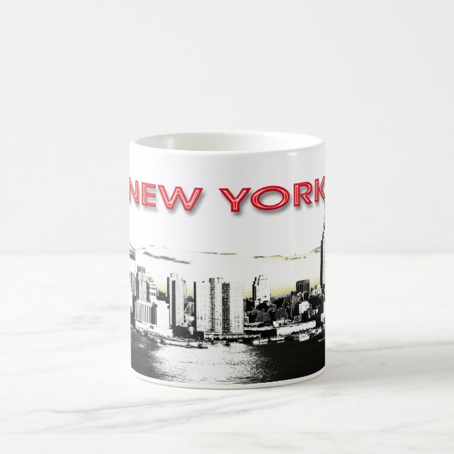 New York Skyline mit zwei Türmen Tasse (Mittel)