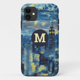 New York Skyline Monogram Van Gogh Starry Night Case-Mate iPhone Hülle