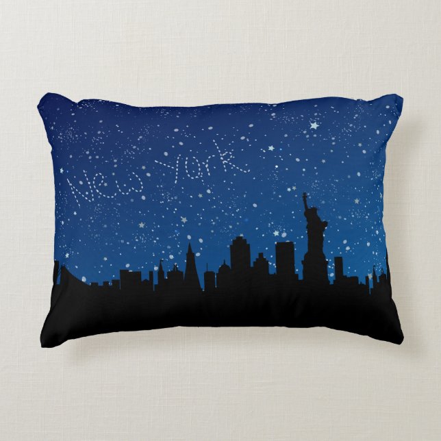 New York, Skyline nachts Zierkissen (Vorderseite)