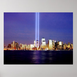 New York Skyline Night Lights Memorial Poster