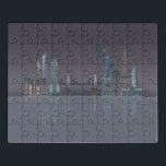 New York Skyline Night Reflections Puzzle<br><div class="desc">New York Skyline Night Reflections by Fab Funky. Die berühmten Sehenswürdigkeiten von New York City stehen in einem schönen Nachthimmel.</div>
