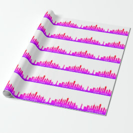 New York Skyline Pink Big Apple Modern City Geschenkpapier