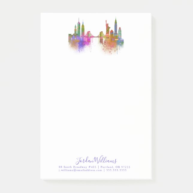 New York Skyline - Rainbow Post-it Klebezettel (Vorderseite)