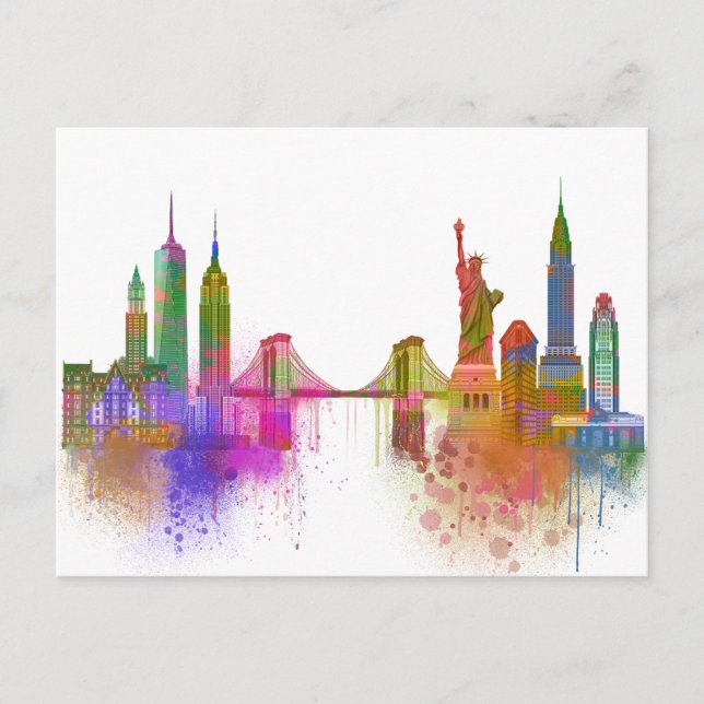 New York Skyline - Rainbow Postkarte (Vorderseite)
