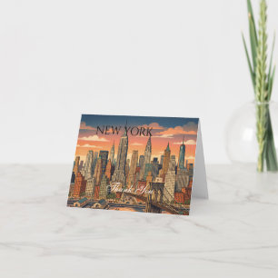 New York Skyline Reise Kunst Vintage   Personalisi Dankeskarte