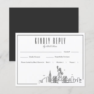 New York Skyline   RSVP für Hochzeiten + Wahl der  Karte